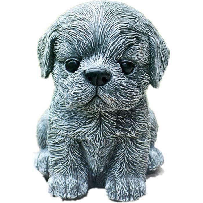Figurine chien en résine grise de 16 po pour l'extérieur