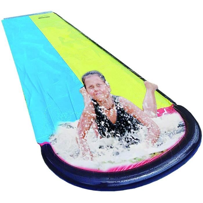 Keenso Toboggan Aquatique Géant Avec Piste Colorée, Toboggan Avec Arroseurs Et Piscine, 468cm X