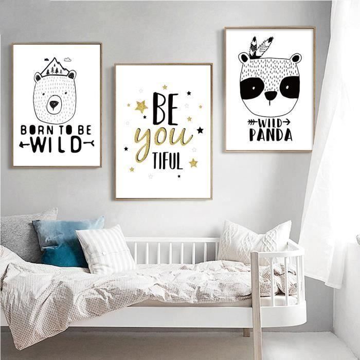 Affiche Imprime Panda Affiche Panda Noir Toile Blanche Peinture Pepiniere Mur Image Decor De Chambre Bebe Sans Ki305 Cdiscount Maison