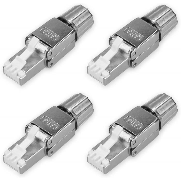 Cables Ethernet Kwmobile 4x Connecteur Rj45 Cat 6a Sans Outil Fiche Connecteur Reseau Ethernet Blinde Prise Pour Cab 280738 Prix Pas Cher Cdiscount