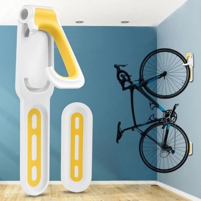 Support Mural vélo Crochet de Rangement Vertical Porte vélo  Maison/Magasin/Garage - blanc jaune - Cdiscount Bricolage