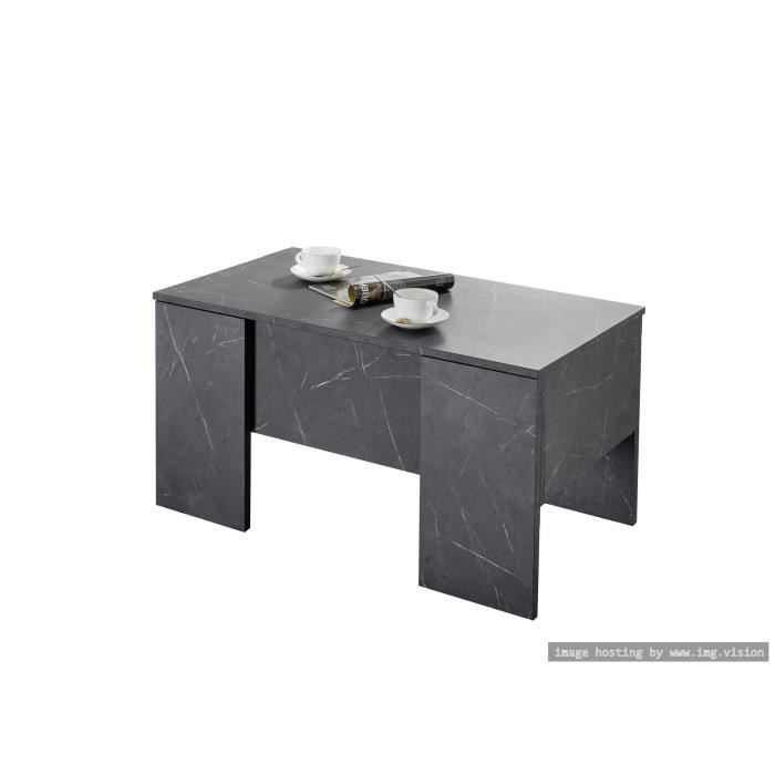 Table basse avec récipient VITTORIO marbre noir - Cdiscount Maison