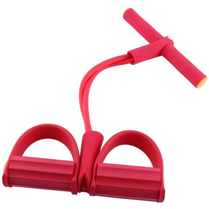 Corde De Tension Multifonctionnelle 4 Tube Jambe Exerciseur Pull Cordes Bandes Sit-up Expander pour Gym à Domicile-rouge