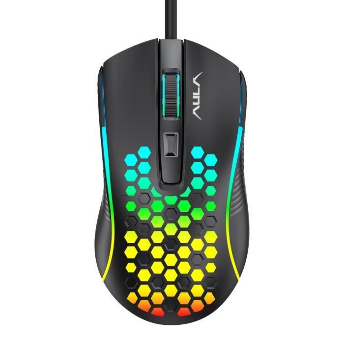AULA S11 gamer 4 boutons 3600 DPI optique filaire USB rétroéclairage LED Légère et respirante en nid d'abeille Neuf - vue 4