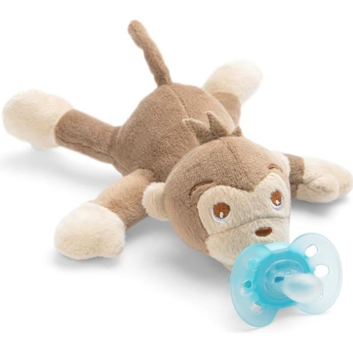 Tétine Éléphant BabyHuggle jouet doux pour bébé avec tututte détachable & attache à clipper Attache anneau de dentition Sucette avec animal en peluche qui couine 