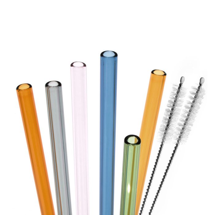 Lot De 6 Pailles En Verre Réutilisables 20 Cm - Coffret Cadeau Aperol Spritz