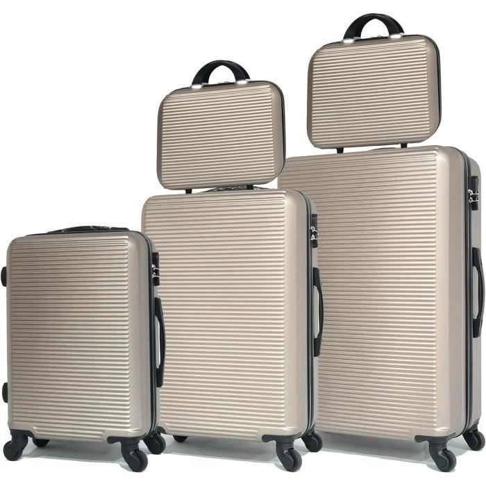 Set De 5 Valises Rigides 4 Roues Pivotantes - Taille Cabine, Moyenne, Grande + Vanity Case | ABS Renforcé, Serrure à Code | Pour Voyages, Weekend, Vacances