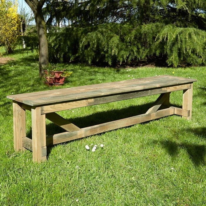 banc de jardin en bois normand - cemonjardin - 4 personnes - marron - extérieur