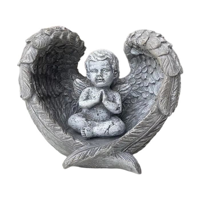 Statuette Ange Priant Résine Blanche 14x9x13cm - Décoration Maison Ou Cadeau