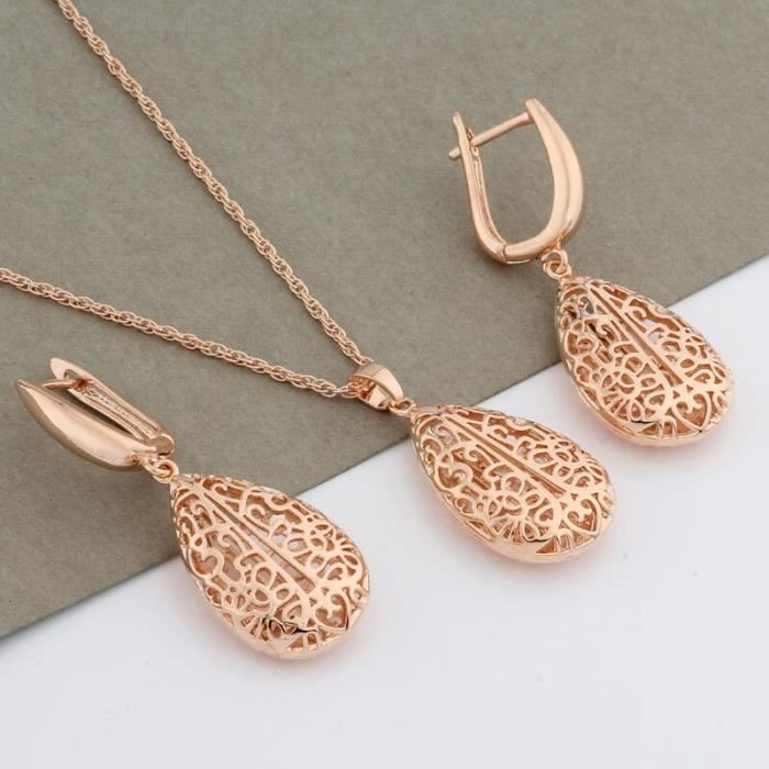 Diademe L79BC Grandes boucles d'oreilles goutte d'eau 585 Rose boucles ...