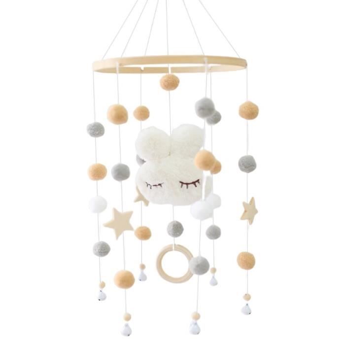 Carillon Éolien Mobile Pour Bébé Avec Boules En Feutre - Nuages 3D
