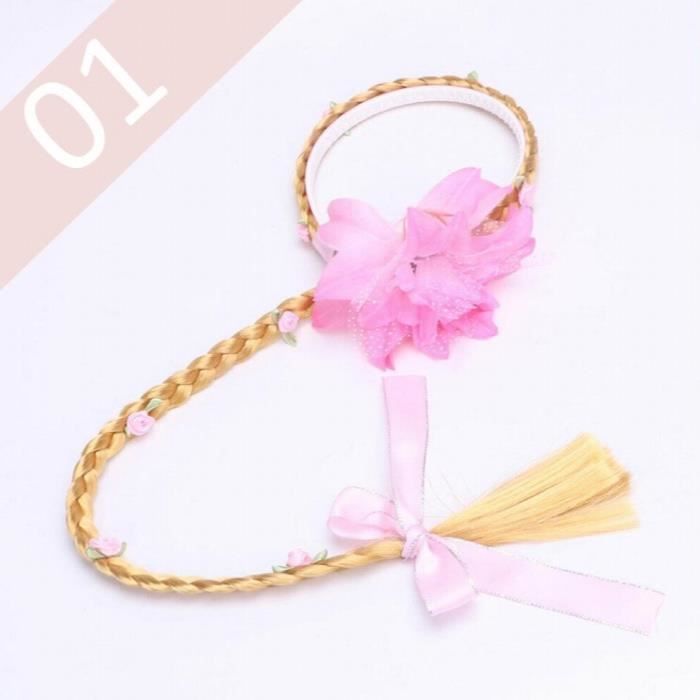 Perruque Raiponce Avec Fleurs - 2 Modèles Couronne Bleue Et Fleurie - Cosplay Enfant Fille