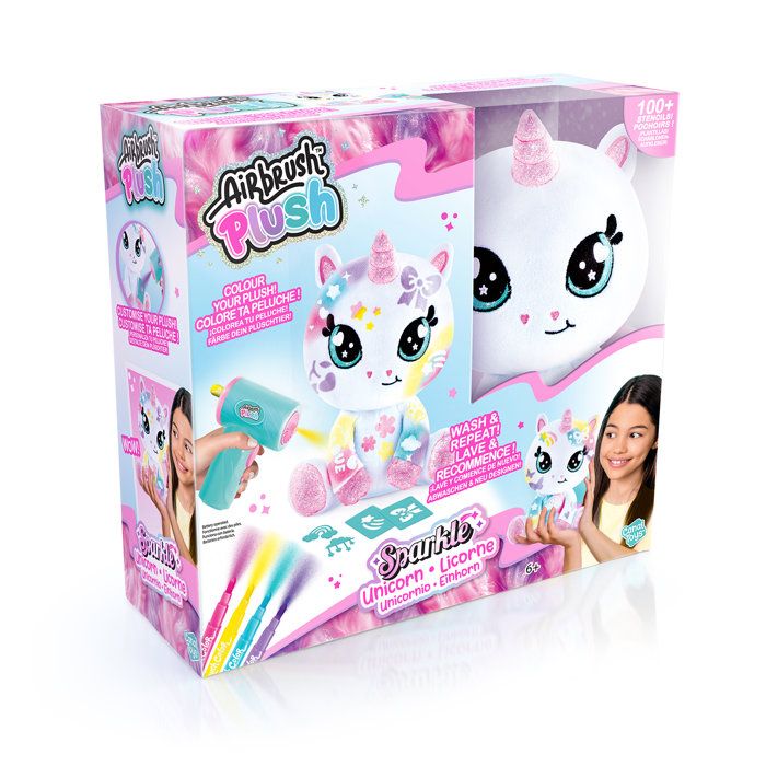 Licorne Pailletée – Avec spray électronique feutres et pochoirs – AIR 088 Canal Toys – Airbrush Plush