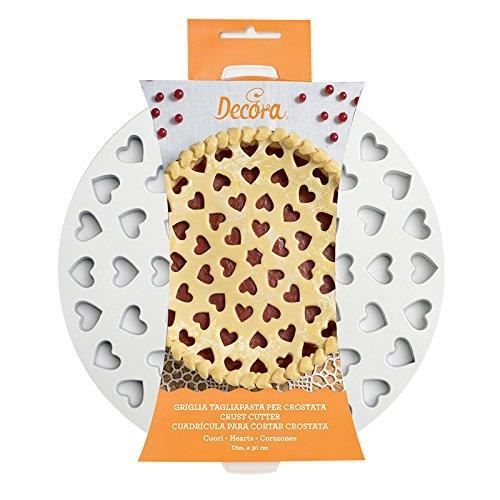 Decora 0215801 Découpe Pâte Rond Treillis avec Cœurs, Plastique, Blanc, 30 x 30 x 3 cm 0215801