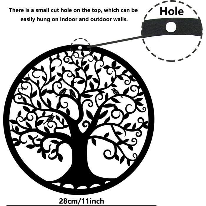 Noir, 28x28cm) Arbre De Vie En Métal Décoration Murale Silhouette Art