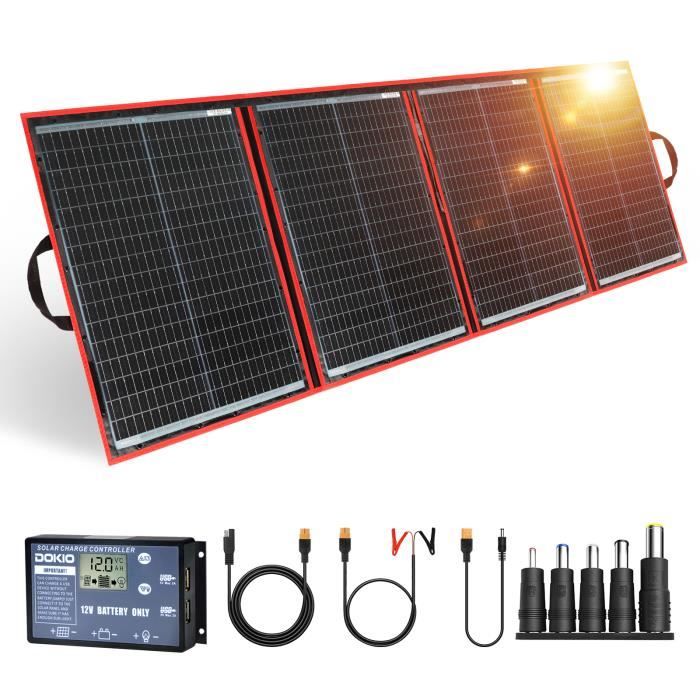DOKIO 200W Kit Panneau solaire pliable portable monocristallin avec 2