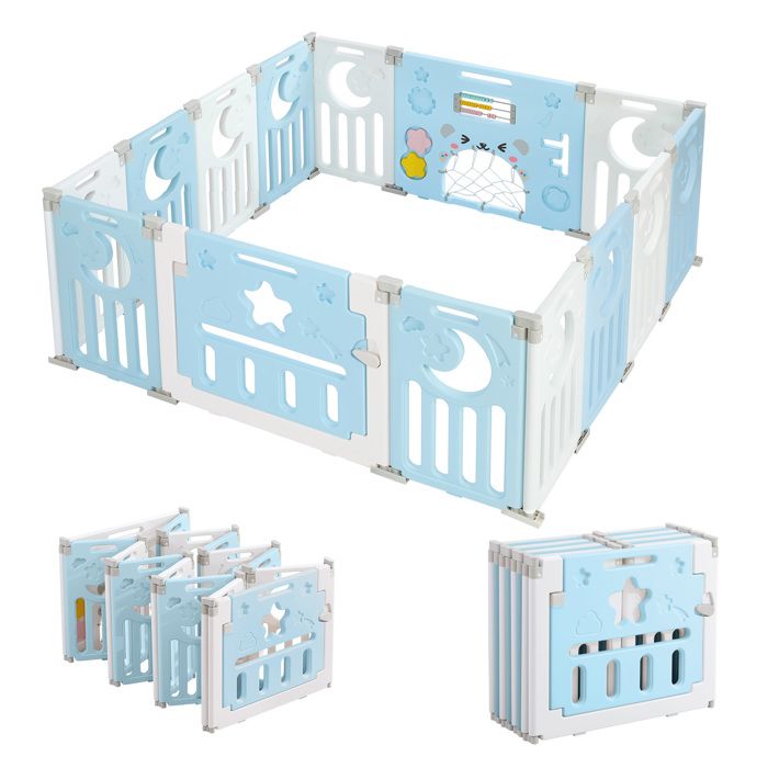 Parc Bébé Barrière Sécurité Plastique Enfant Protection Porte Panel Jeu  Espace Jeu Chambre avec 12+2 Panneaux - Cdiscount Puériculture & Eveil bébé