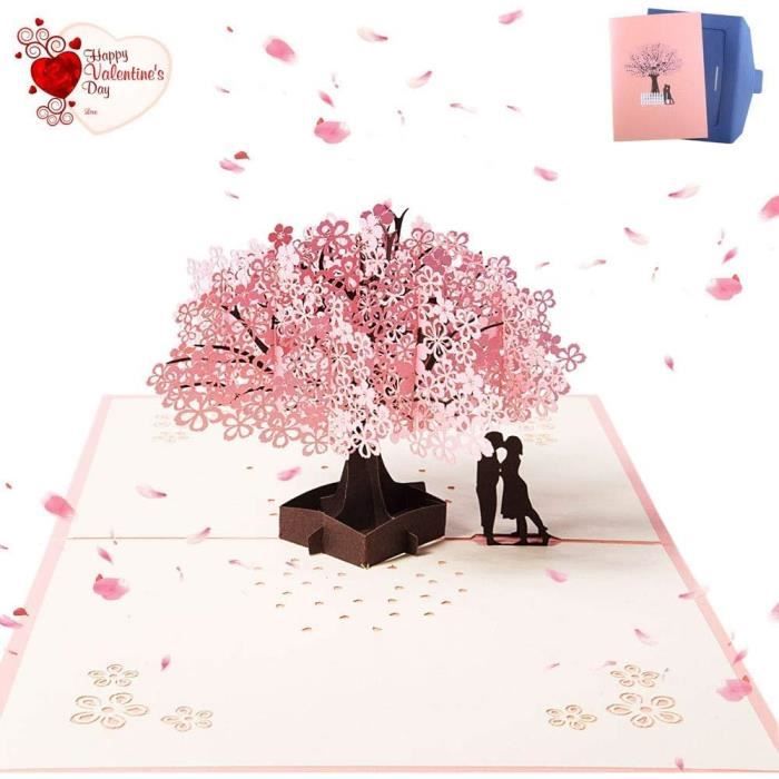 Carte De Mariage 3D En Forme De Cœur - Carte De Vœux Pop-up Romantique Pour Saint-Valentin, Anniversaire, Noël, Nouvel An