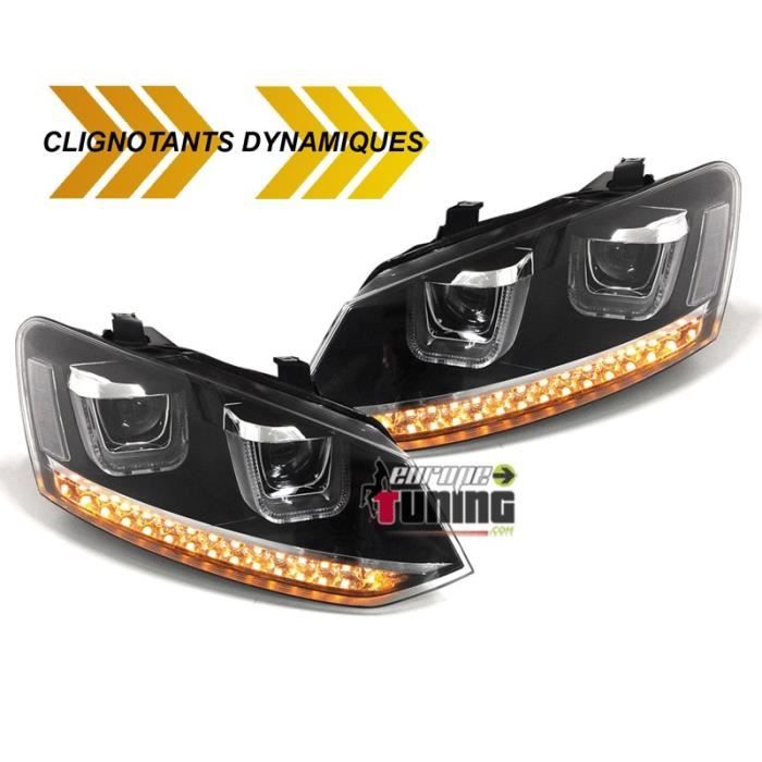 PHARES FEUX AVANTS AVEC CLIGNOTANTS A LEDS DYNAMIQUES VW POLO 6R et 6C (04708)