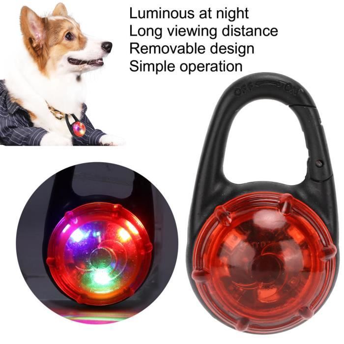 ENG® Lampe LED pour collier de chien Pendentif de chien à LED Lumineux Clip de collier étanche pour la sécurité de nuit en