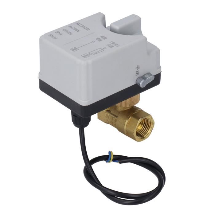 Vanne à Bille Motorisée IP67 3/4" - Laiton, 3 Fils 2 Commandes, AC220V/DC12V/24V - Pour Eau Chaude/froide, Contrôle Automatique - 10