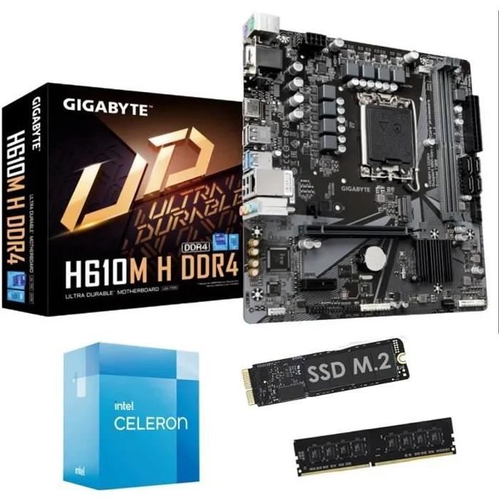 Kit Upgrade évolution PC 12ème Génération - Carte mère Gigabyte + Processeur Intel + 8 Go + SSD 480 Go