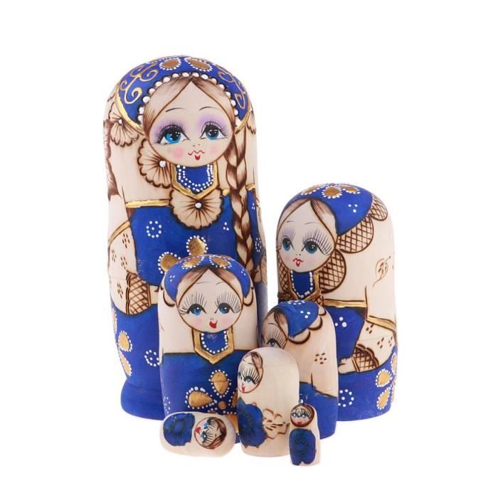 Lot de 10 poupées russes matriochka en bois à gros ventre faites à la main en forme de panda avec nœud pour enfants Décoration de la maison Nouvel An 