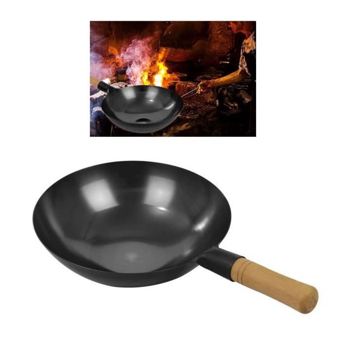 Lacor Wok Ferrum 32cm - Wok En Fer 100% Naturel Anti-Adhésif Tri-Couche Sans PFOA, Poignée Ergonomique, Compatible Induction, Épaisseur 2mm