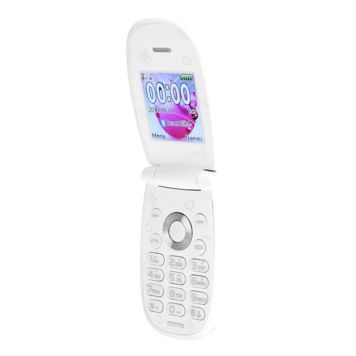 HURRISE Mini téléphone à clapet Mini Téléphone Portable à Clapet 1,44 po Double Carte Double Veille 32MB+32MB 100‑240V US