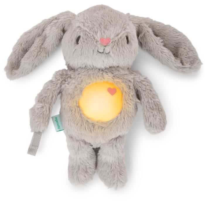 INGENUITY Veilleuse bébé Doudou lapin peluche Sylvie réponds au pleurs de bébé musicale lumineuse bruits et attache tét
