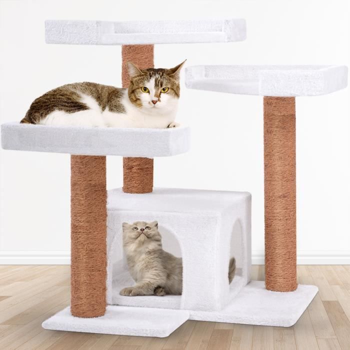 Arbre A Chat Pas Cher Griffoir Simple Design Petit Grand Chats Grattoir Jouet Avec Maisonnette Peluche Coco 66 Cm Blanc Achat Vente Arbre A Chat Arbre A Chat En Blanc