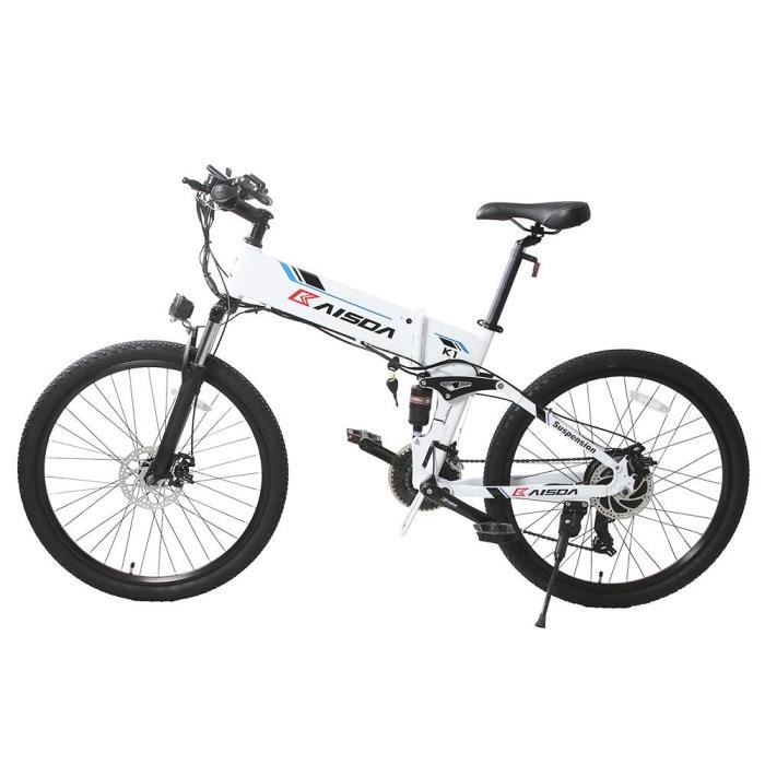 Cyclomoteur Électrique KAISDA K1 Pliant 26 Pouces Vélo de Montagne 500W Moteur SHIMANO 7 - Blanc - Mixte