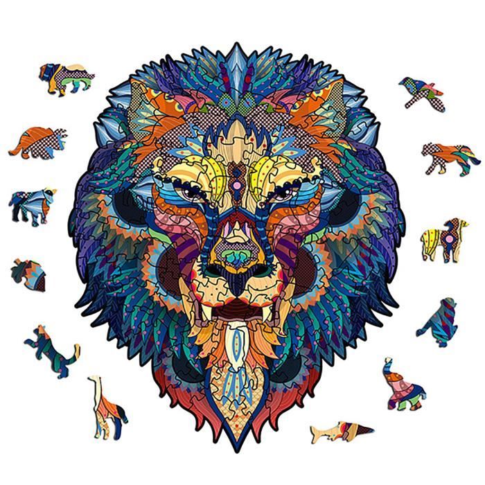 Puzzle 3D Marabu Lion En Bois FSC – 34 Pièces – 19,5 X 13 Cm – Technique D'Emboîtement – À Peindre – Dès 4 Ans