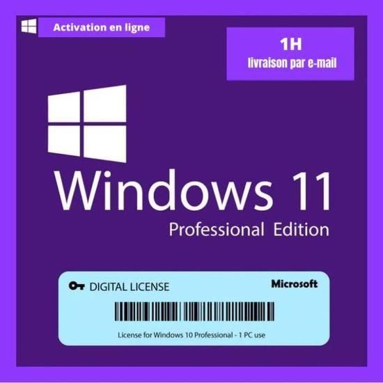 Windows 11 Pro - clé d'activation en ligne- 1 PC