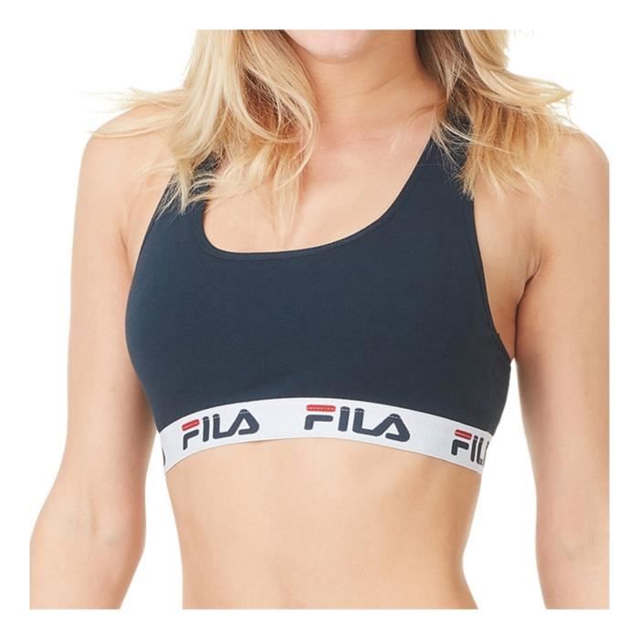 Fila Brassiere Femme Coton, Soutien Gorge Sans Armature, Lingerie Sport Bleu