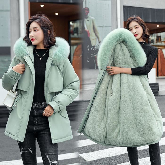 MANTEAU Femme Hiver Manches longues Mode Ample Coton Garder au chaud - Vert  GOGOQ