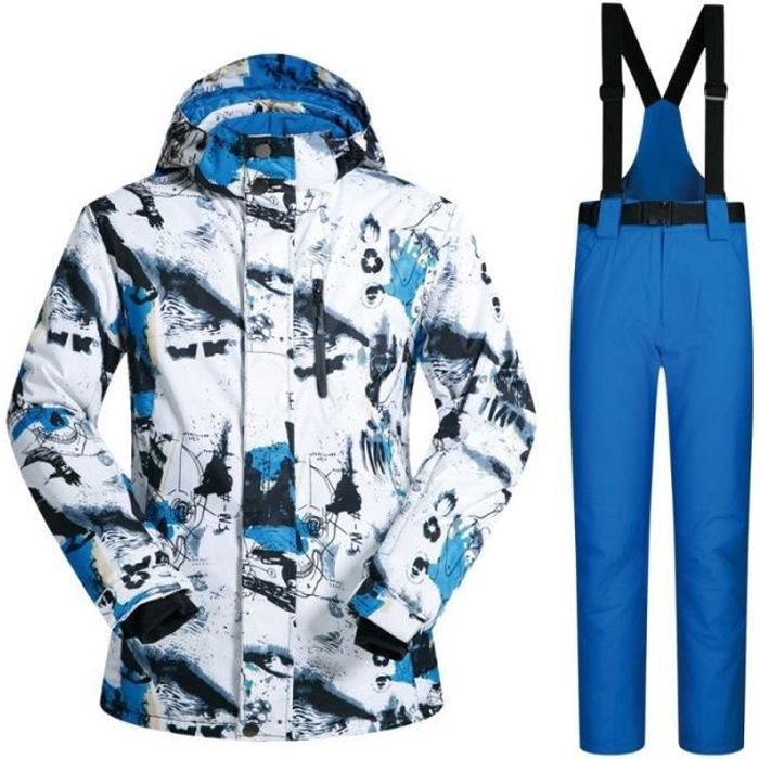 Ensemble de Vetements de Ski Homme---Imperméable Veste Softshell de  Ski+Pantalon de Ski Homme Coupe-vent Hiver