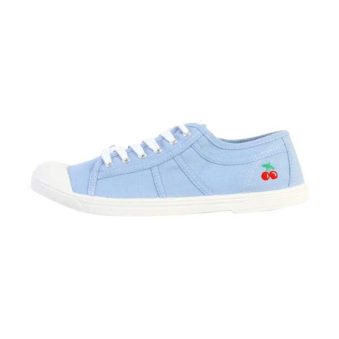 Tennis à Lacets - LE TEMPS DES CERISES - Basic 02 - Bleu Seoul - Femme - Plat