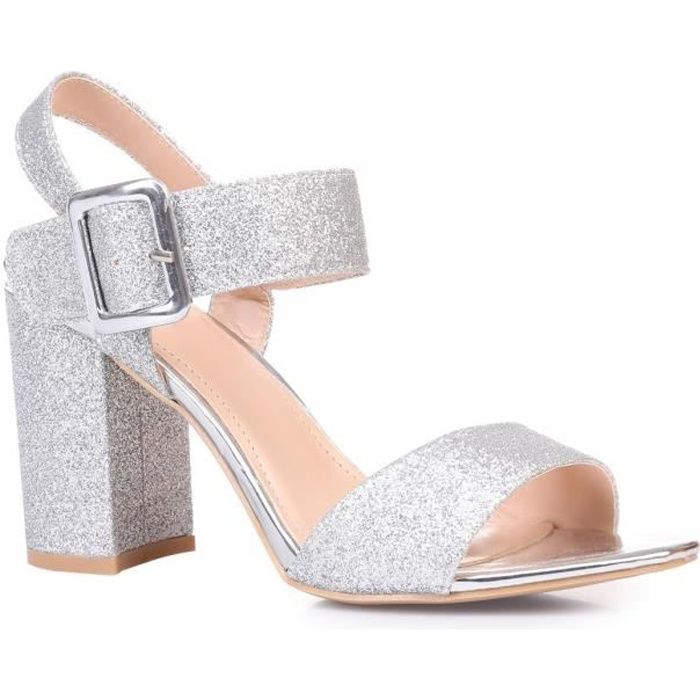 talons paillettes argentées