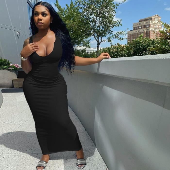 Robe Femme longue moulante c tel e FR51PDK Black Cdiscount