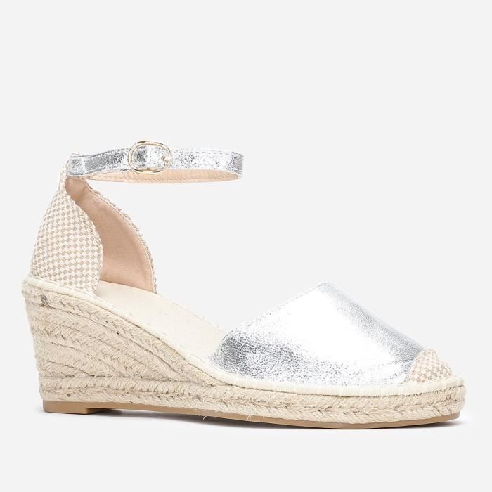 Espadrilles compensées argentées hotsell
