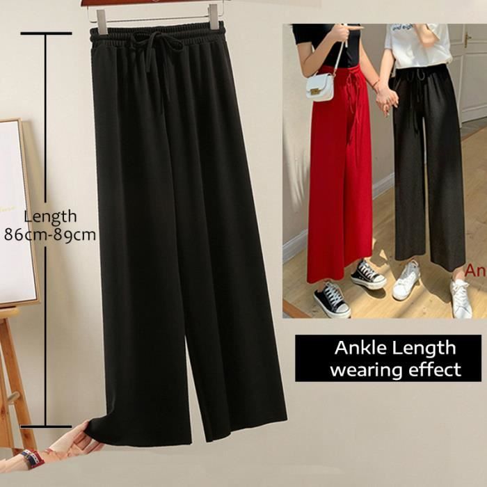 Pyjama Soie Glacée Femme - T-shirt + Pantalon Ample - Noir - Taille 4XL