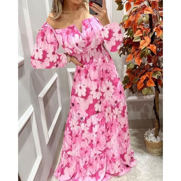 Robe Femmes - longue ?� fleurs style boh?�me IDPin Pink - Cdiscount Pr??t-?�-Porter