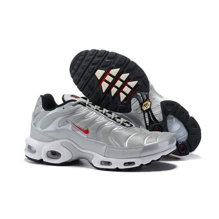 Nike Baskets Air Max TN Plus Homme Chaussures Entrainement de Sport Argent Rouge Argent Cdiscount Chaussures