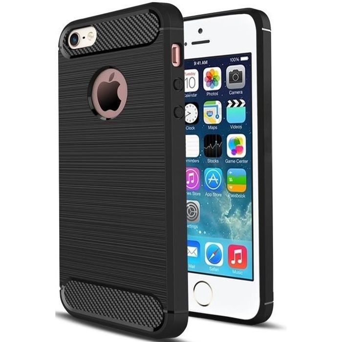 Coque Hybride Robuste Pour IPhone SE (2016-2019) / IPhone 5/5s - Noire - SDTEK - Neuf