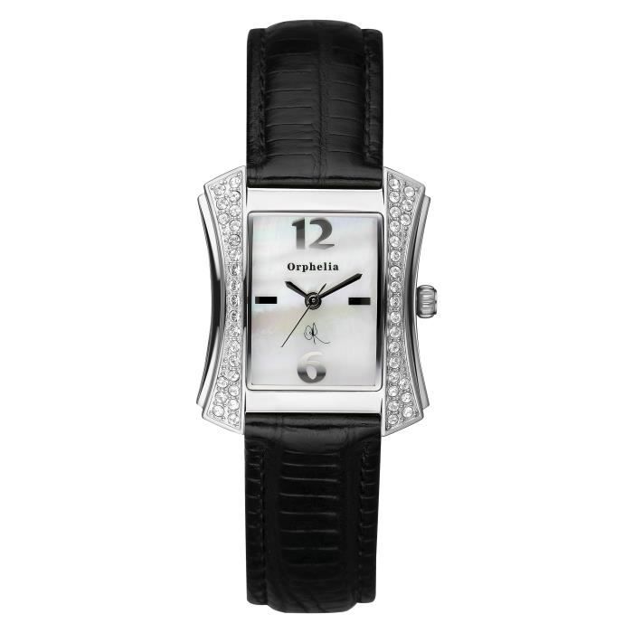 ORPHELIA Montre Femmes Quartz Analogique Bracelet en Cuir Noir 122 1702 14