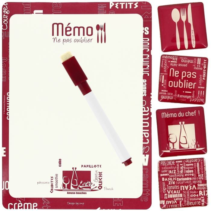 Set Memo Tableau Cuisine du Chef avec 4 Magnets Cr - Achat ...