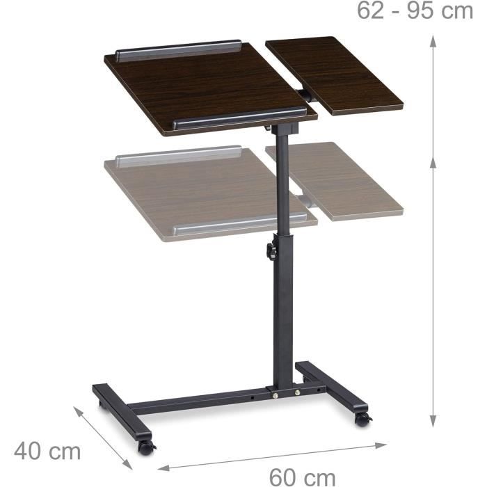 Relaxdays Table Ordinateur Portable Pliable – Hauteur & Inclinaison Réglables, Lit/Canapé, 73x44 Cm Gris
