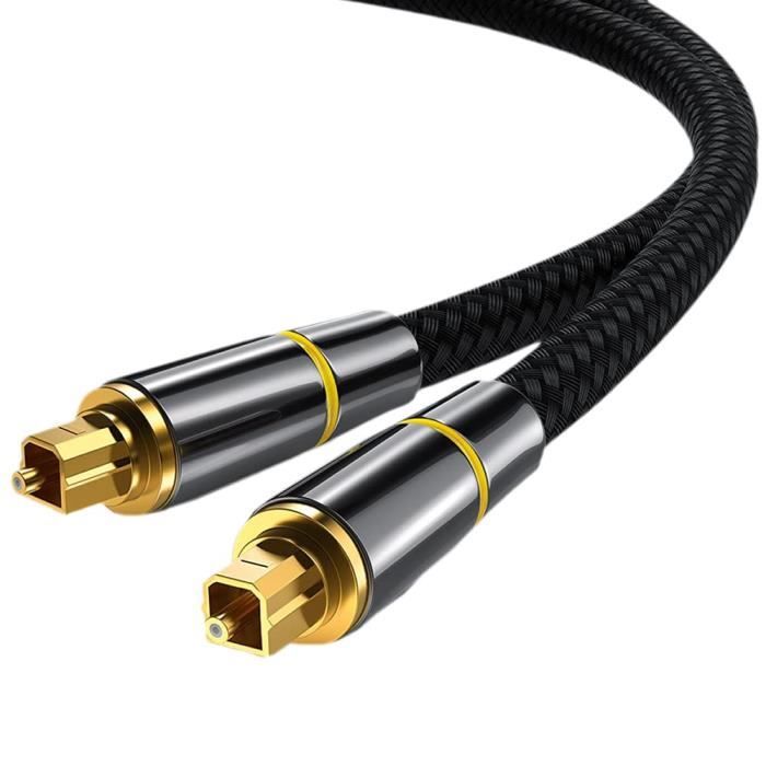 CABLE OPTIQUE AUDIO NUMERIQUE DIGITAL TOSLINK FIBRE OPTIQUE MÂLE MÂLE SPDIF 2M E