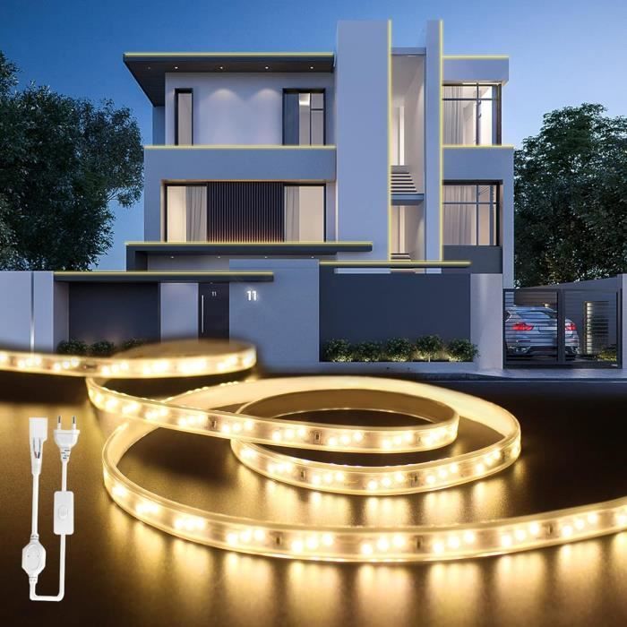 Pvc Eclairage Ruban Led 10M, 220V Blanc Chaud Bande Led Flexible 2835 Smd 180 Leds-M ...